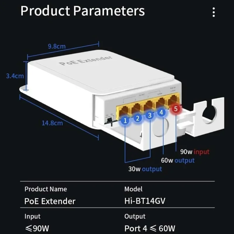 5-Port POE Extender 4-Port Rep - đánh giá và giá Power Over Ethernet